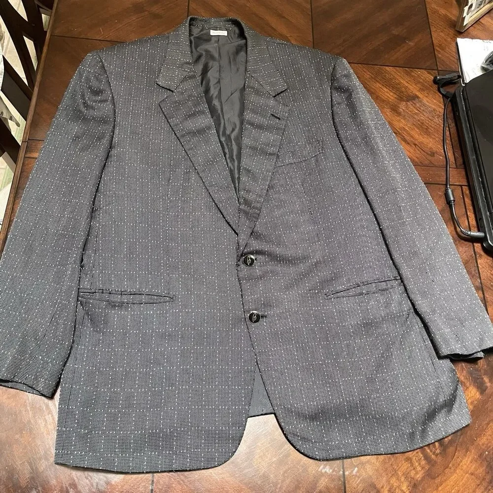 VTG BRIONI Augusto 100% Silk Blazer Jacket Sz 46 R Grey Luxury Tweed Sport Coat